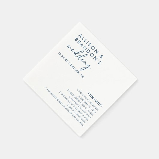 Minimalistische moderne Hochzeitspass-Fakten Serviette (Ecke)