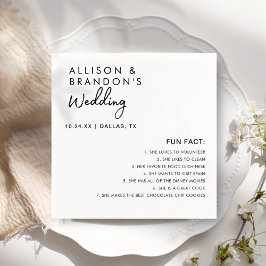Minimalistische moderne Hochzeitspass-Fakten Serviette