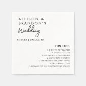 Minimalistische moderne Hochzeitspass-Fakten Serviette (Vorderseite)