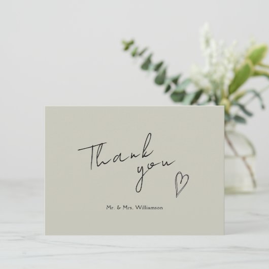 Minimalistische moderne Hochzeitswohnung Dankeschö Dankeskarte (Stehend Vorderseite)