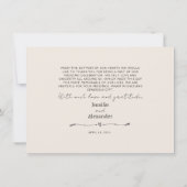 Minimalistische moderne Hochzeitswohnung Dankeschö Dankeskarte (Rückseite)