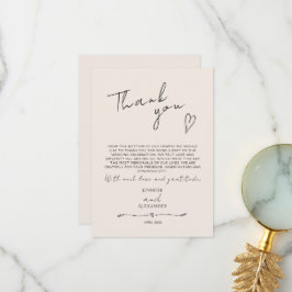 Minimalistische moderne Hochzeitswohnung Dankeschö Dankeskarte