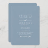 Minimalistische moderne Hochzeitszeit Dusty Blue Einladung (Vorne/Hinten)