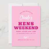 Minimalistische moderne Hot Pink Hens Weekend Tour Einladung (Vorderseite)