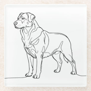 Minimalistische moderne Hund-Linienkunstzeichnung Glasuntersetzer