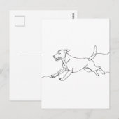 Minimalistische moderne Hund-Linienkunstzeichnung Postkarte (Vorne/Hinten)