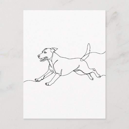 Minimalistische moderne Hund-Linienkunstzeichnung Postkarte (Vorderseite)