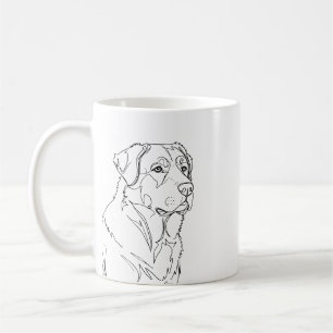 Minimalistische moderne Hunde-Linienkunstzeichnung Kaffeetasse