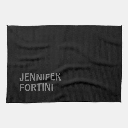 Minimalistische Moderne Ihren Namen Schwarz Grau h Geschirrtuch (Horizontal)