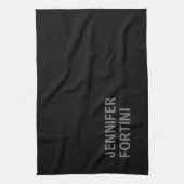 Minimalistische Moderne Ihren Namen Schwarz Grau h Geschirrtuch (Vertikal)