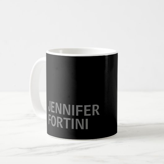 Minimalistische Moderne Ihren Namen Schwarz Grau h Kaffeetasse (Vorderseite Links)