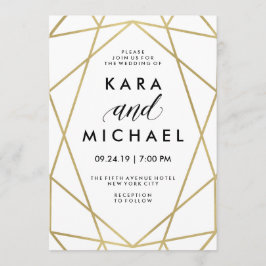 Minimalistische moderne Imitate Gold auf Weiß Einladung