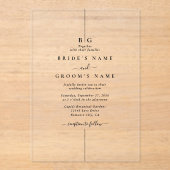 Minimalistische moderne Inline-Monogramm-Hochzeit Acryleinladungen (Vorderseite)