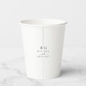 Minimalistische moderne Inline-Monogramm-Hochzeit Pappbecher (Rückseite)