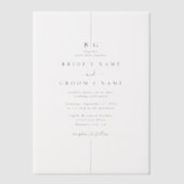 Minimalistische moderne Inline-Monogramm-Hochzeit Pergament Einladungen (Vorderseite)