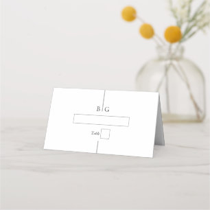 Minimalistische moderne Inline-Monogramm-Hochzeit Platzkarte