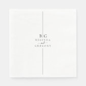 Minimalistische moderne Inline-Monogramm-Hochzeit Serviette (Vorderseite)
