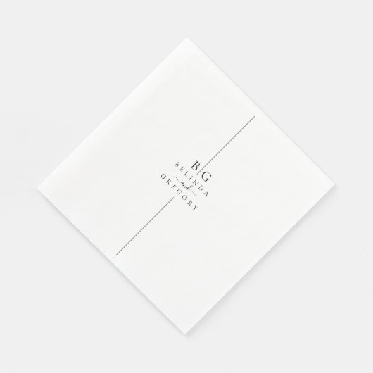 Minimalistische moderne Inline-Monogramm-Hochzeit Serviette (Ecke)