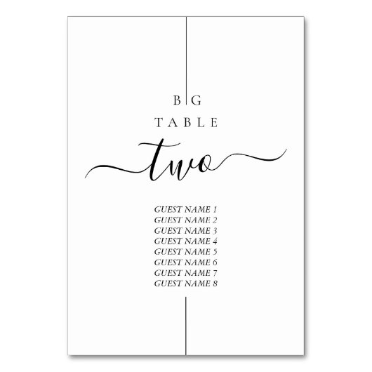 Minimalistische moderne Inline-Monogramm-Hochzeit Tischnummer (Vorderseite)