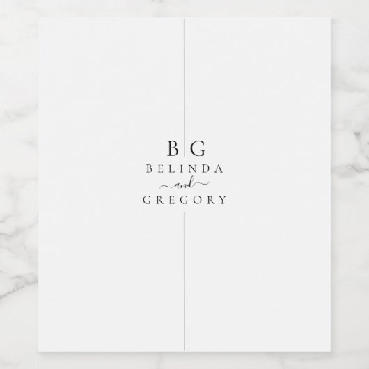 Minimalistische moderne Inline-Monogramm-Hochzeit Weinetikett (Einzelnes Label)