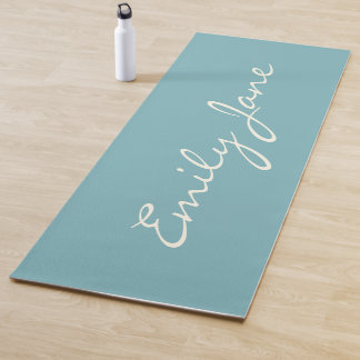Minimalistische moderne Kalligrafie Aquamarin Blau Yogamatte