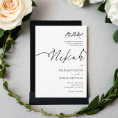 Minimalistische moderne Kalligrafie Black & White  Einladung