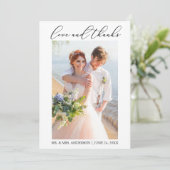 Minimalistische moderne Kalligrafie Hochzeitsstich Dankeskarte (Stehend Vorderseite)