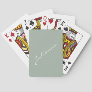 Minimalistische moderne Kalligrafie Salbei Grün Na Spielkarten