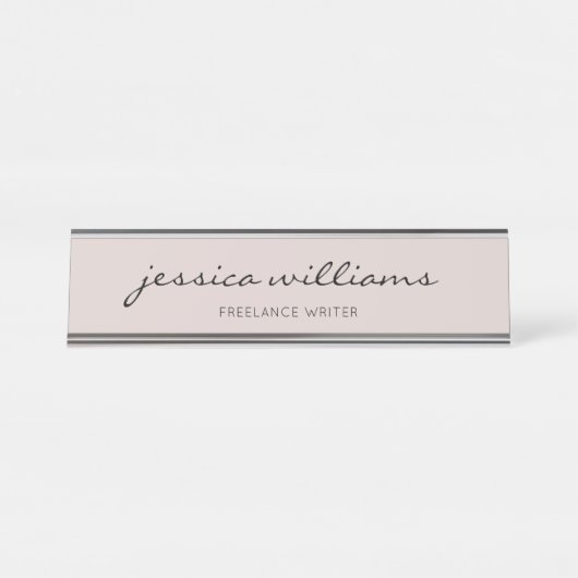Minimalistische moderne Kalligrafie-Schreibtisch Schreibtischnamensplakette (Vorderseite )