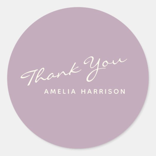 Minimalistische moderne Kalligraphie Lilac Name Vi Runder Aufkleber (Vorderseite)