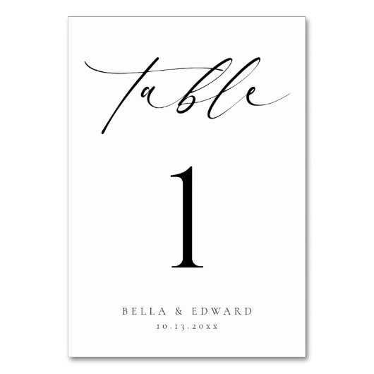 Minimalistische moderne Kalligraphie-Tischnummer Tischnummer (Vorderseite)