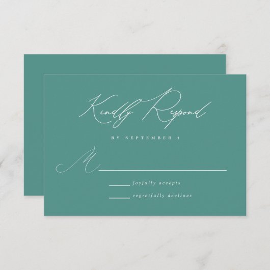 Minimalistische moderne kalligraphische Hochzeit R RSVP Karte (Vorne/Hinten)