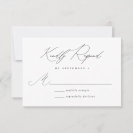 Minimalistische moderne kalligraphische Hochzeit R RSVP Karte