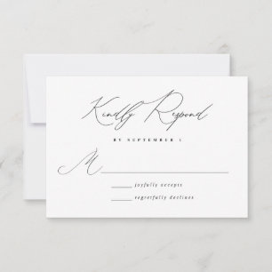 Minimalistische moderne kalligraphische Hochzeit R RSVP Karte
