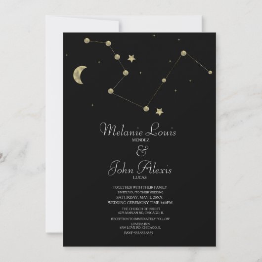 Minimalistische moderne Konstellation Einladung (Vorderseite)