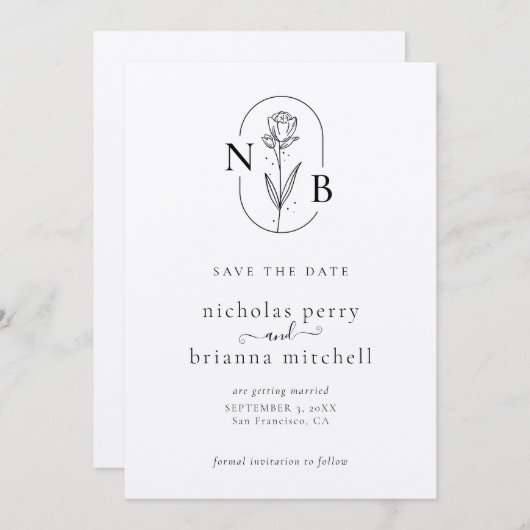 Minimalistische moderne Kraft-Rustikale Hochzeitsm Save The Date (Vorne/Hinten)