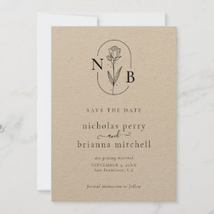 Minimalistische moderne Kraft-Rustikale Hochzeitsm Save The Date