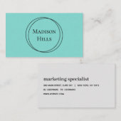 Minimalistische moderne Kreise rahmen Türkis Blau Visitenkarte (Vorne/Hinten)