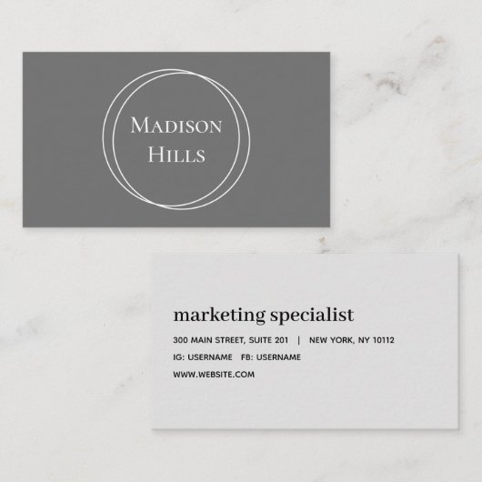 Minimalistische, moderne Kreise Visitenkarte (Vorne/Hinten)