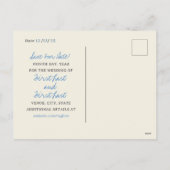 Minimalistische moderne Küstenstadt Save the Date Feiertagspostkarte (Rückseite)