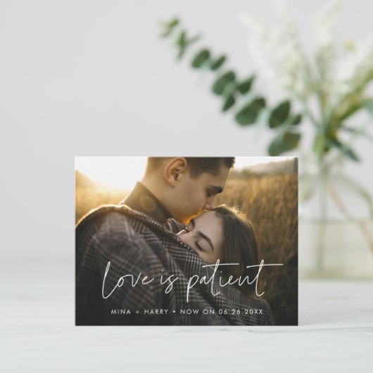 Minimalistische moderne Liebe: Patientenaktualisie Postkarte (Stehend Vorderseite)