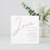 Minimalistische, moderne Liebe Script Hochzeitsein Einladung (Stehend Vorderseite)
