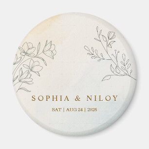 Minimalistische moderne Linienkunst-Hochzeit klass Magnet