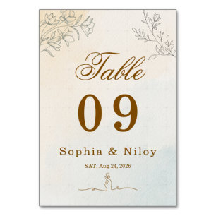 Minimalistische moderne Linienkunst-Hochzeit Tischnummer