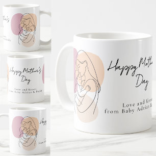 Minimalistische moderne Linienkunst Mama & Baby Mu Kaffeetasse