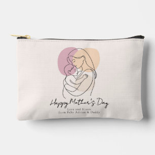 Minimalistische moderne Linienkunst Mama und Baby  Zubehörtasche