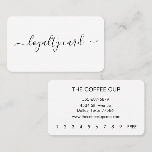 Minimalistische moderne Loyalitätskarte Handschrif Visitenkarte (Vorne/Hinten)