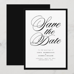 Minimalistische moderne luxuriöse schwarze und wei save the date