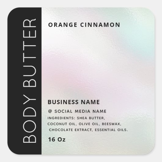 Minimalistische moderne Luxustypografie holografis Quadratischer Aufkleber (Vorderseite)