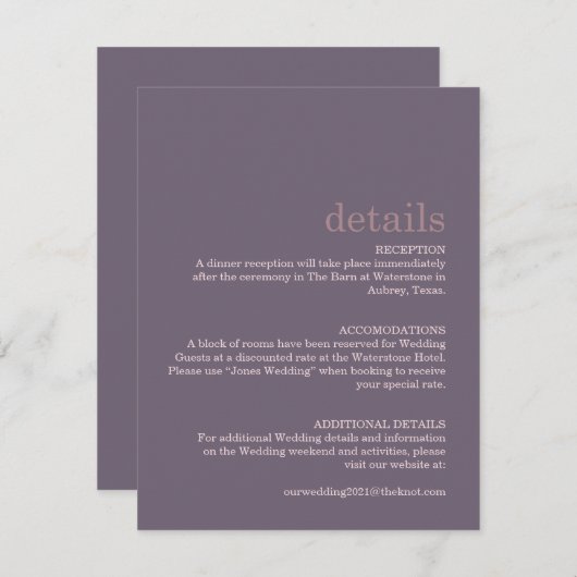 Minimalistische moderne Mauerkarte Begleitkarte (Vorne/Hinten)